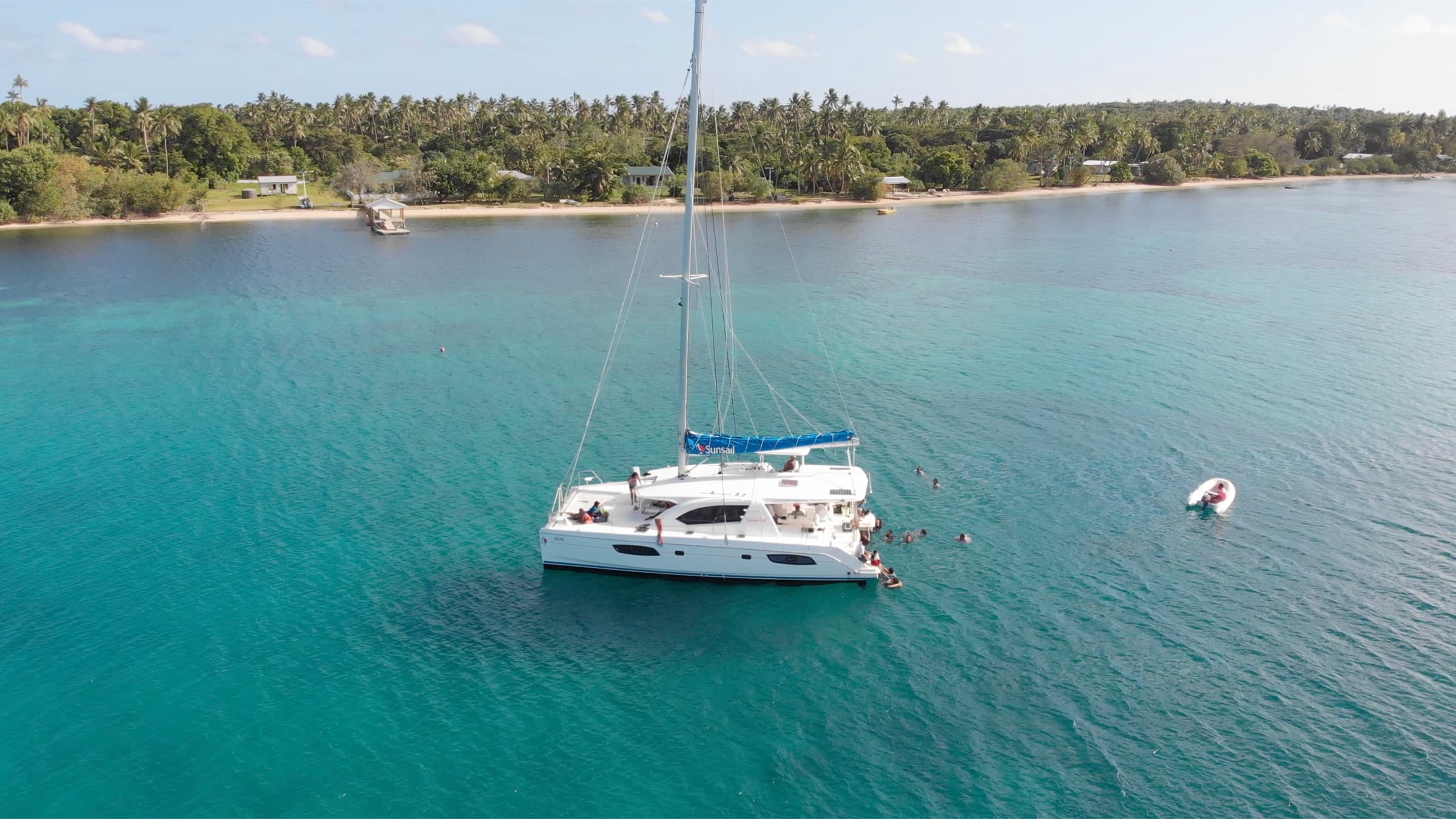 Catamaran anchored in the archipelago